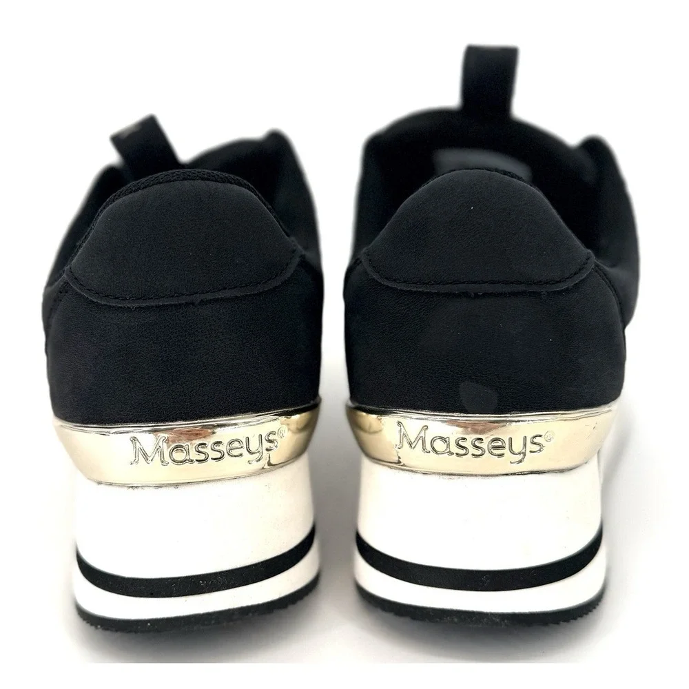 Masseys Ophelia Womens Black Mutli 6.5 Lace Up Sneakers w/ Red Laces